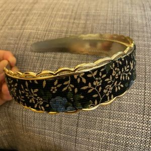 Boho Headband Floral Ribbon Hair Accessory Hand Crafted Cute Gold Kawaii Vintage
